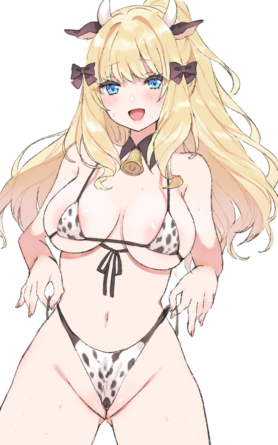 animal_ears areola bikini horns princess_connect! princess_connect!_re:dive pussy sasaki_saren swimsuits thong yupi