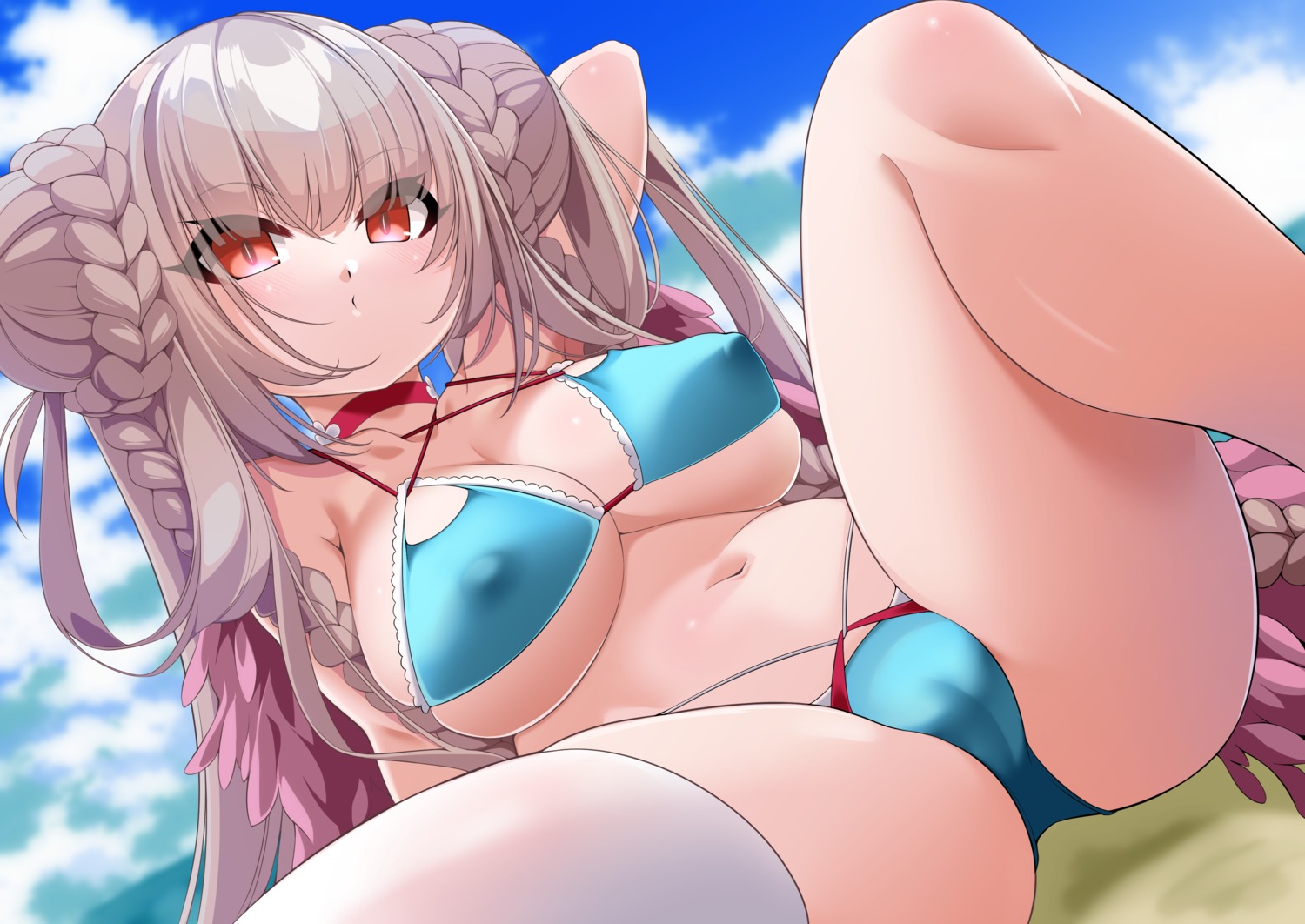 azur_lane bikini cameltoe erect_nipples formidable_(azur_lane) swimsuits thighhighs wenu_(kirikirimai)