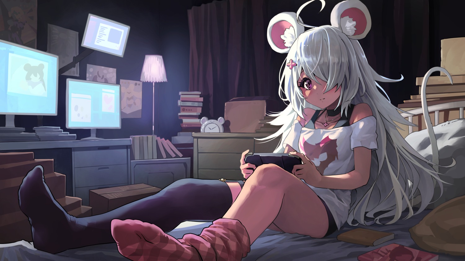 animal_ears feet garter melaton stockings tail thighhighs