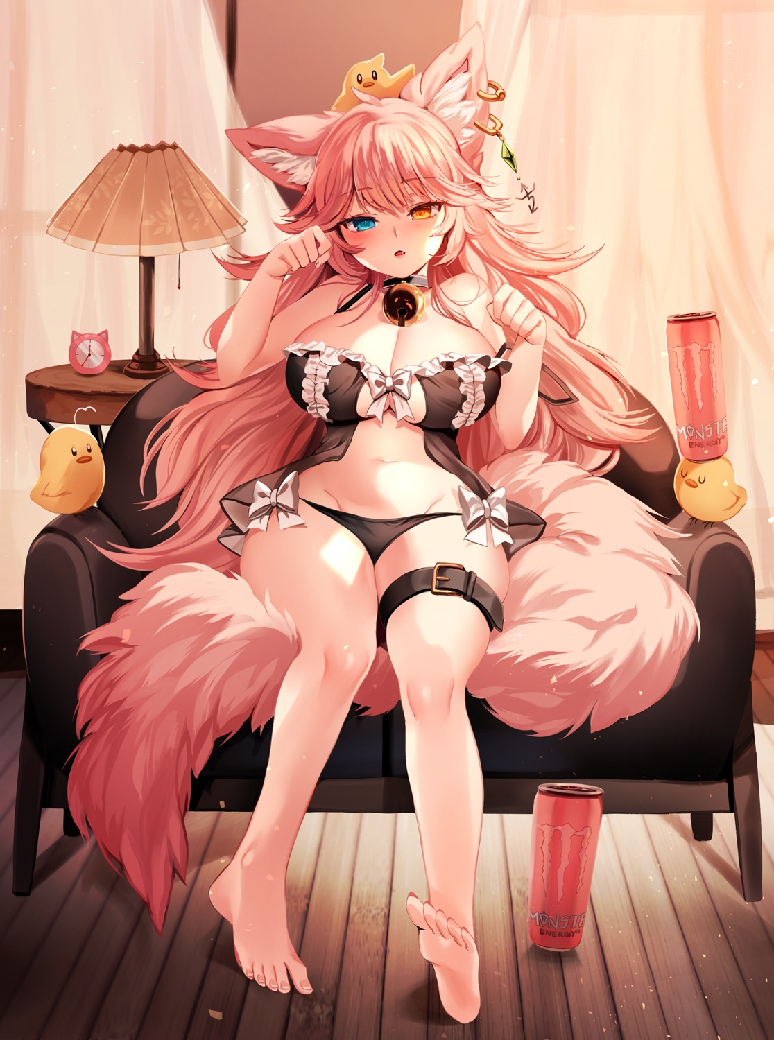 animal_ears garter heterochromia lingerie nekomimi pantsu tail zerocat