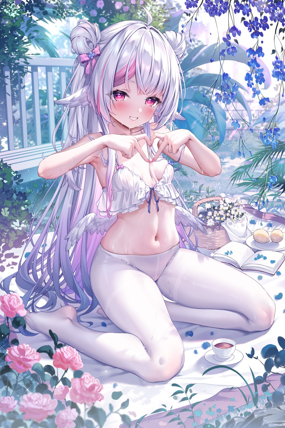 detexted lingerie loli no_bra pantyhose photoshop sannio see_through wet wings