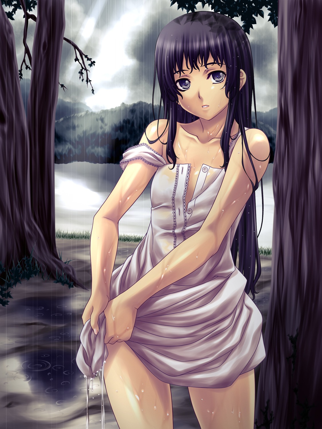 chou_yoriyuki dress no_bra wet wet_clothes