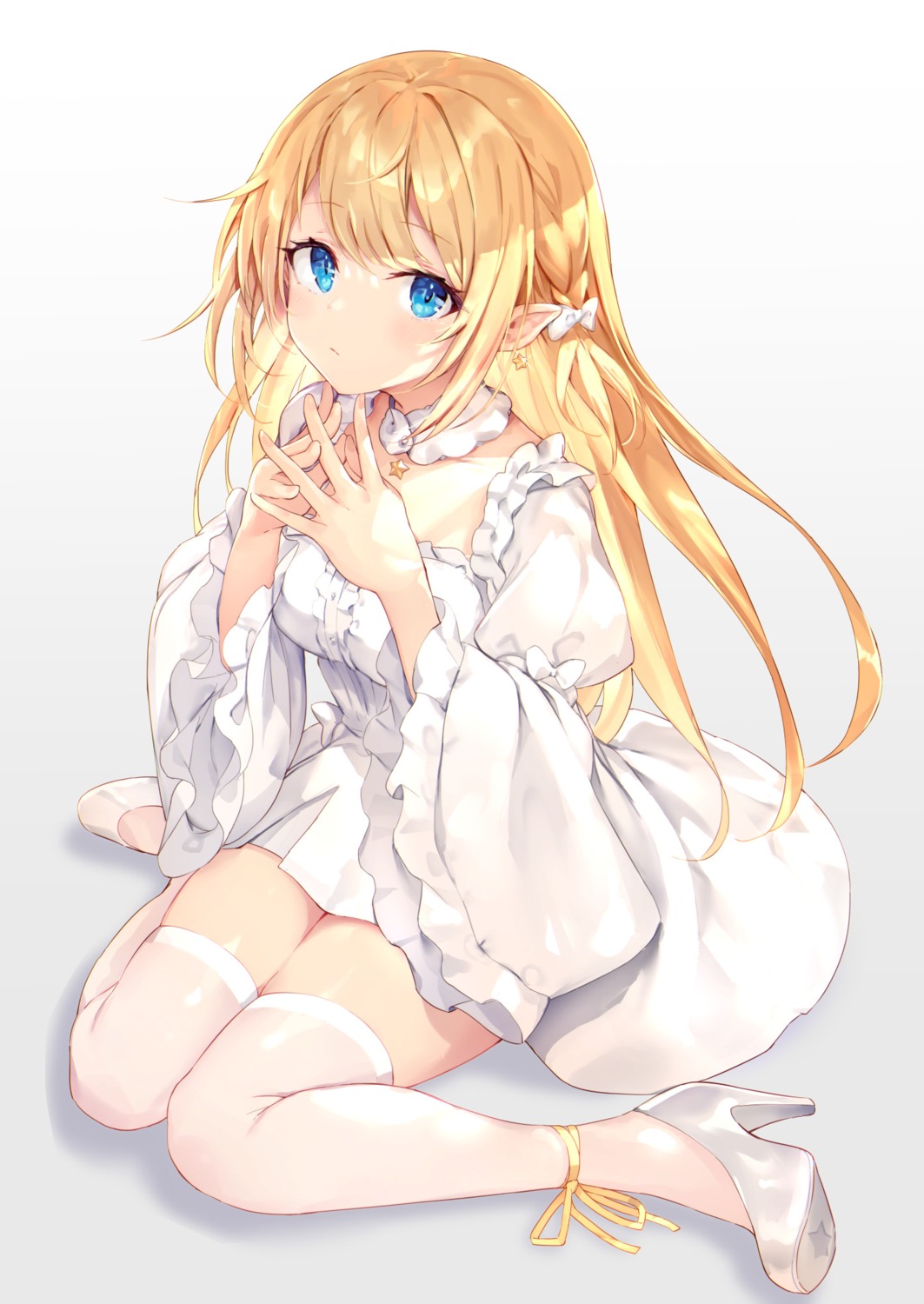 dress haishiki heels pointy_ears thighhighs