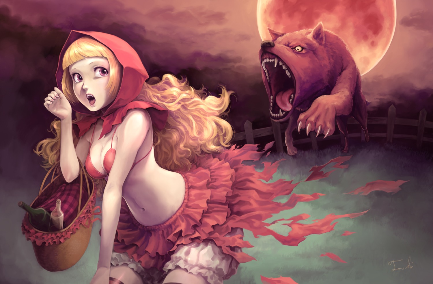 bra cleavage little_red_riding_hood_(character) toshi