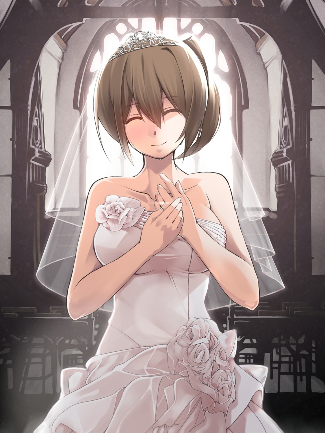 dress kaga_(kancolle) kantai_collection nanaku_teiru wedding_dress