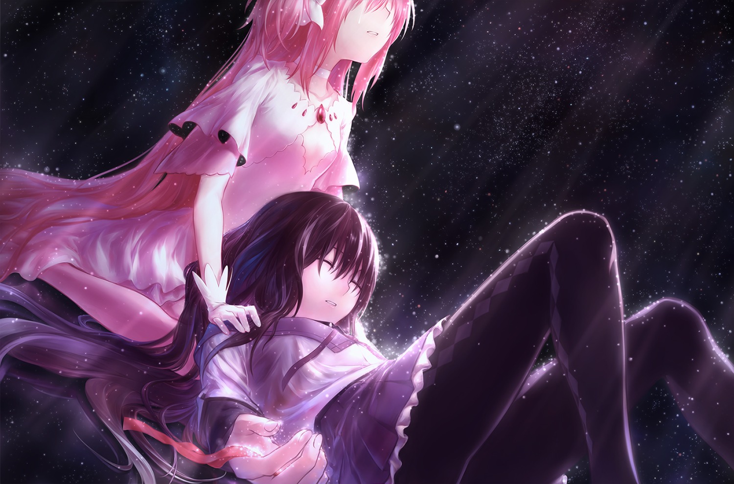 akemi_homura azmodan dress kaname_madoka pantyhose puella_magi_madoka_magica seifuku ultimate_madoka