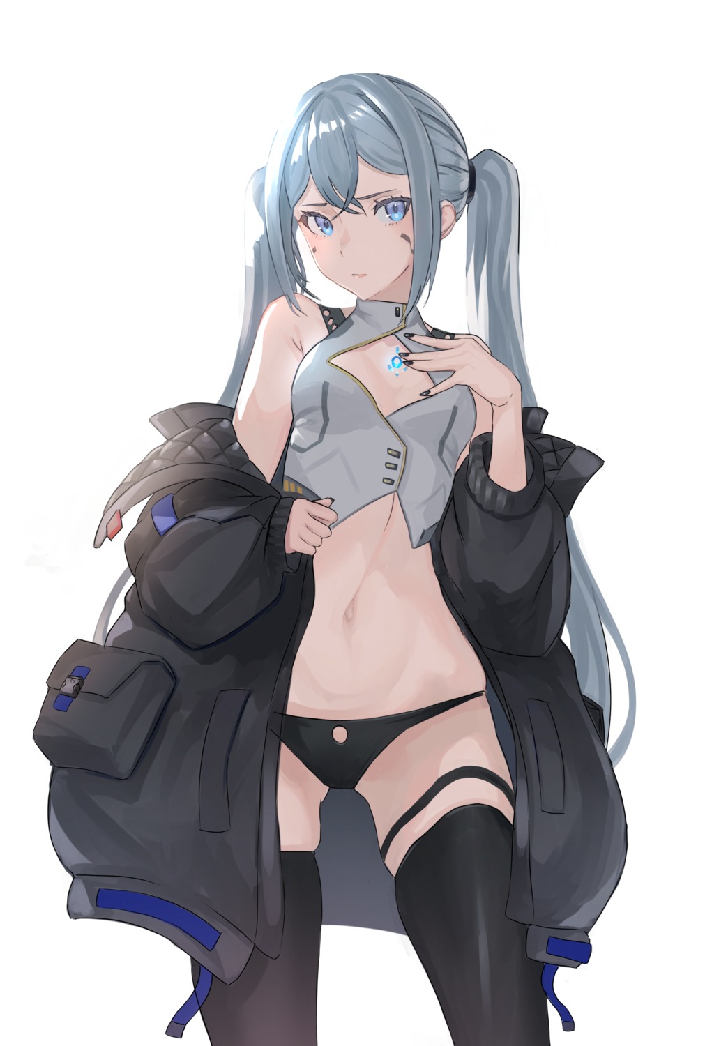 asagon007 cleavage garter open_shirt pantsu thighhighs