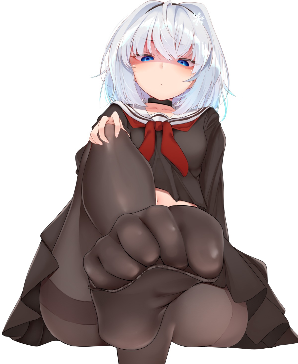 feet karatakewari pantyhose ryuuou_no_oshigoto! seifuku skirt_lift sora_ginko