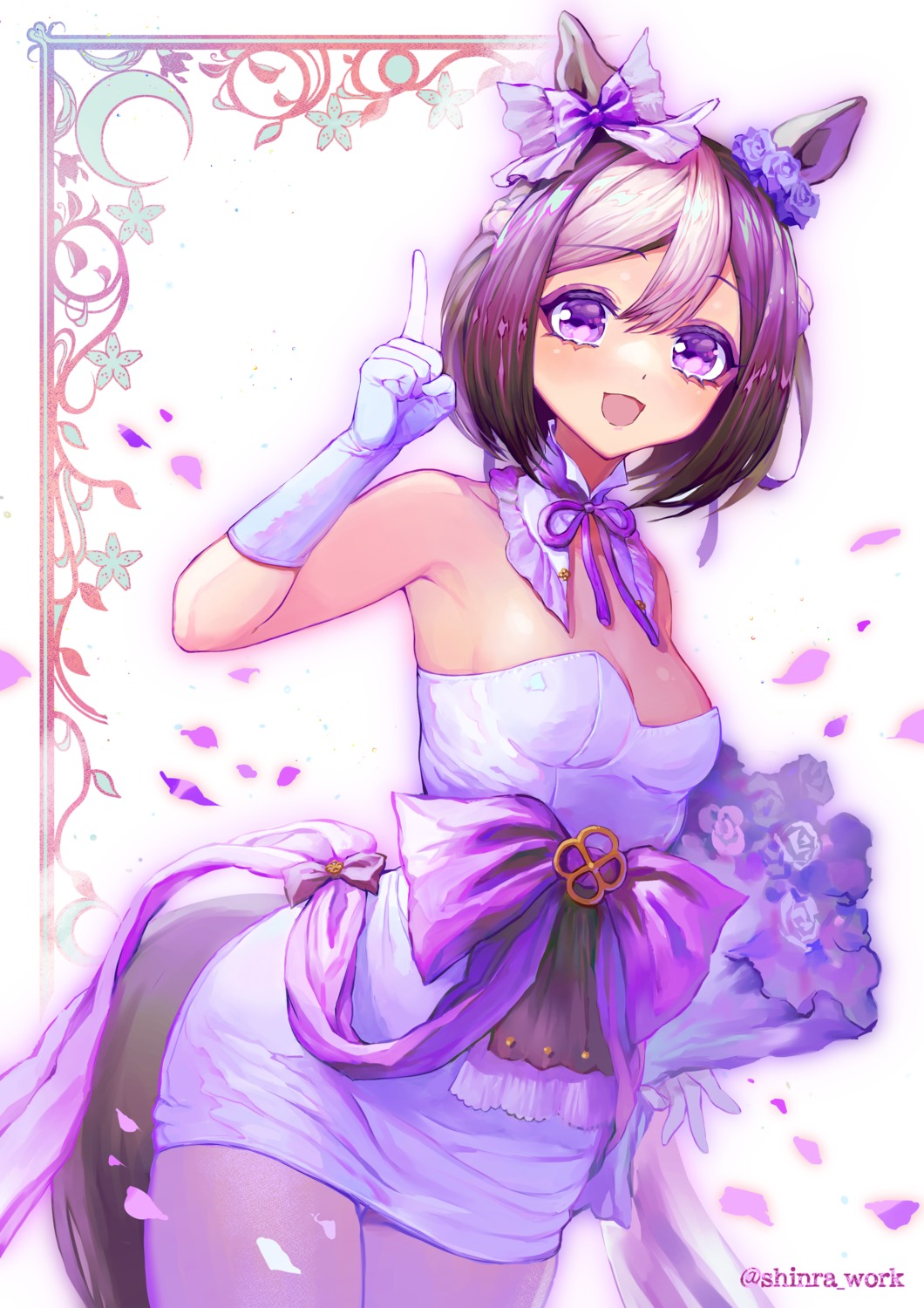 animal_ears dress no_bra shinra_(user_shinra) special_week_(umamusume) tail uma_musume_pretty_derby