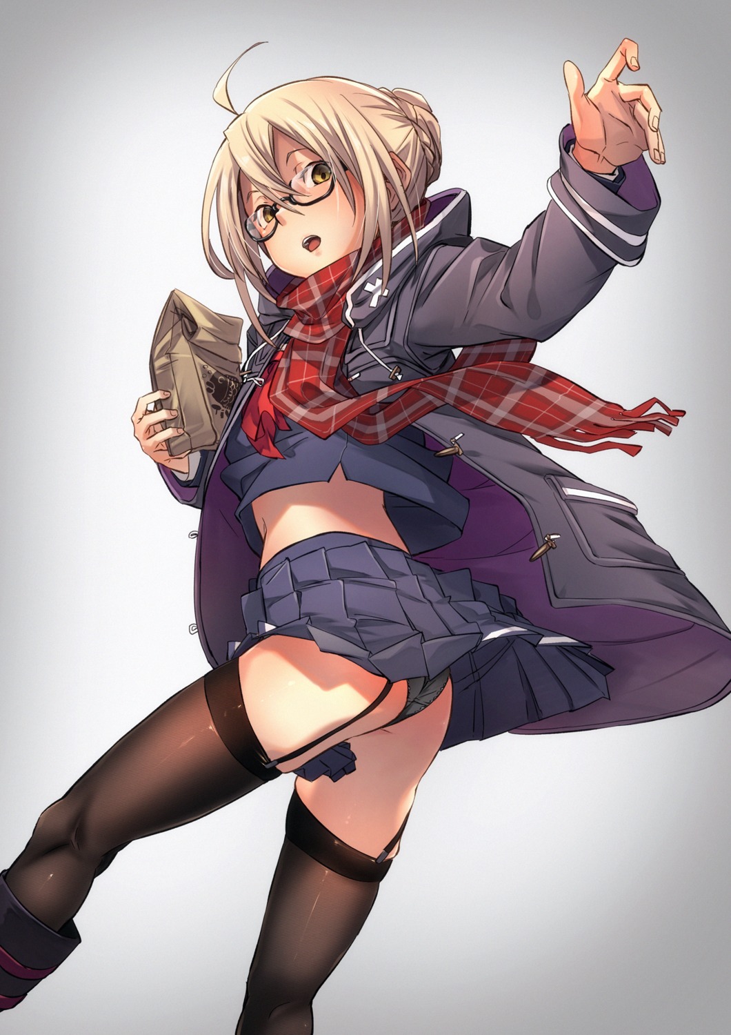 ass fate/grand_order fu-ta heroine_x_alter megane pantsu seifuku skirt_lift stockings thighhighs