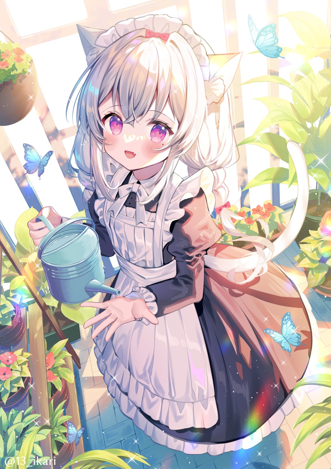 animal_ears ikari maid nekomimi tail