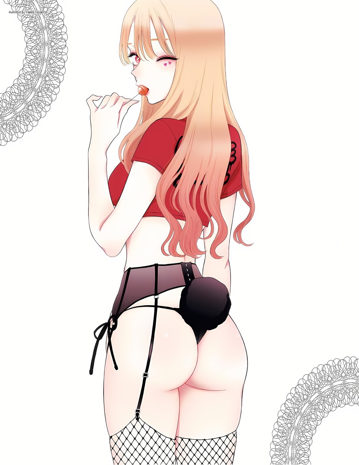 ass fishnets fukuda_shinichi garter_belt kitagawa_marin lingerie pantsu sono_bisque_doll_wa_koi_wo_suru stockings string_panties tail thighhighs thong