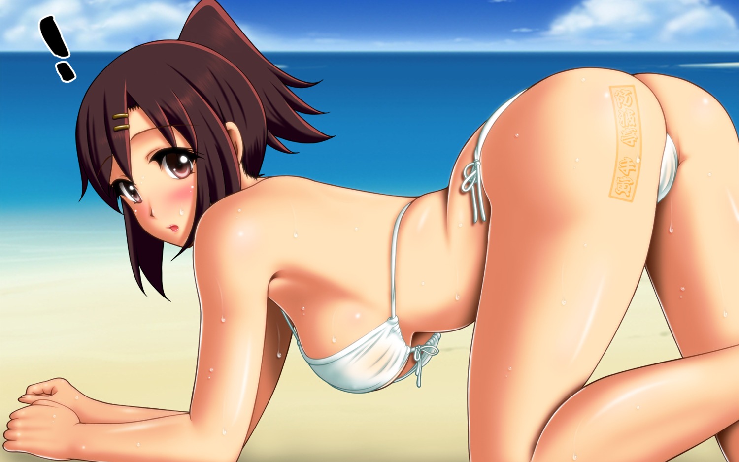 ass bikini bouhatei_tetora cameltoe cleavage joshiraku kimuti-g swimsuits tattoo thong wet