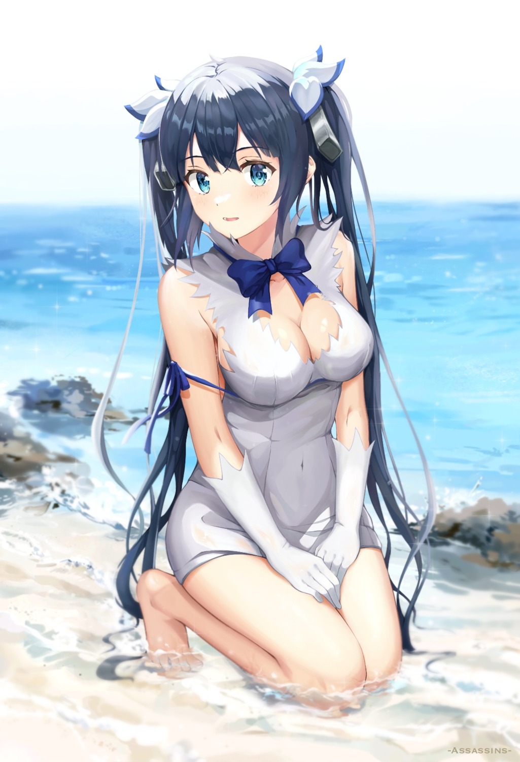 assassins dress dungeon_ni_deai_wo_motomeru_no_wa_machigatteiru_darou_ka hestia_(danmachi) no_bra wet