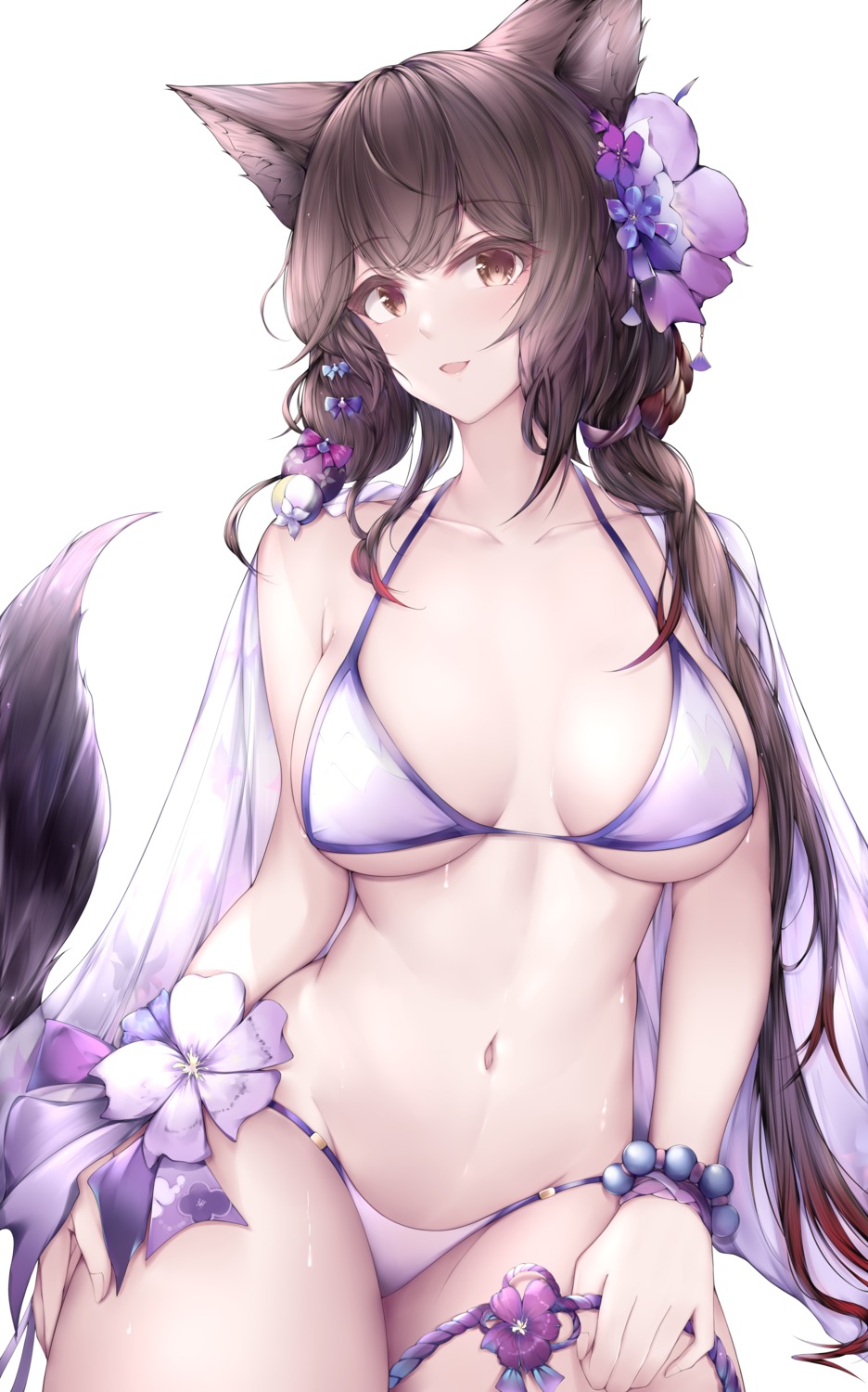 1921494015 animal_ears bikini blue_archive erect_nipples garter kitsune kosaka_wakamo swimsuits tail