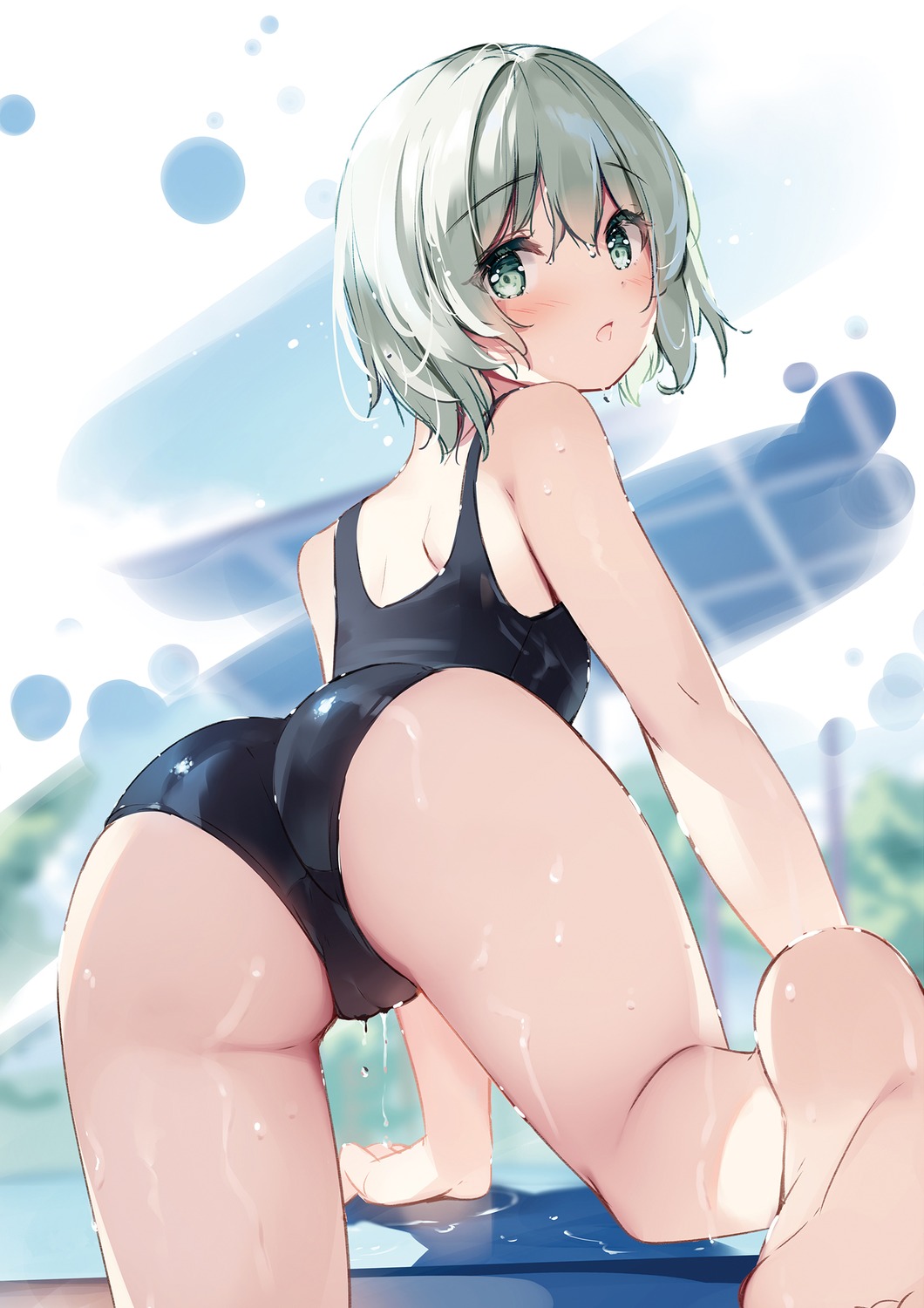 ass cameltoe detexted feet komeiji_koishi miyase_mahiro school_swimsuit swimsuits touhou wet