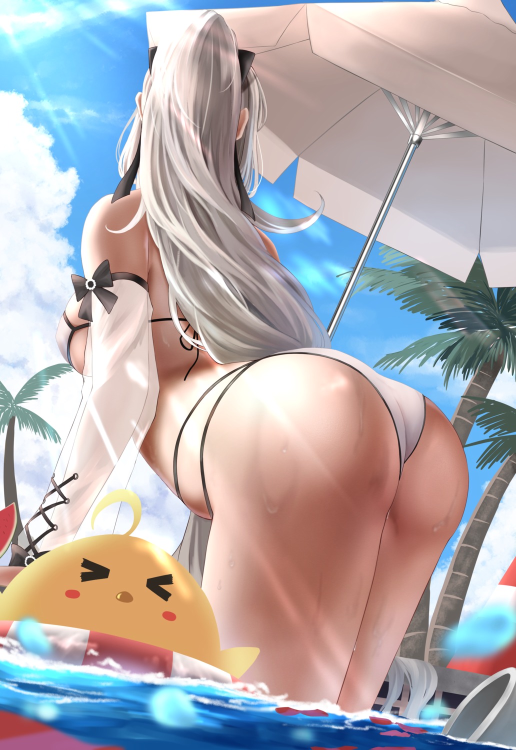 ass azur_lane bikini drake_(azur_lane) manjuu_(azur_lane) numaguro_(tomokun0808) swimsuits thong wet