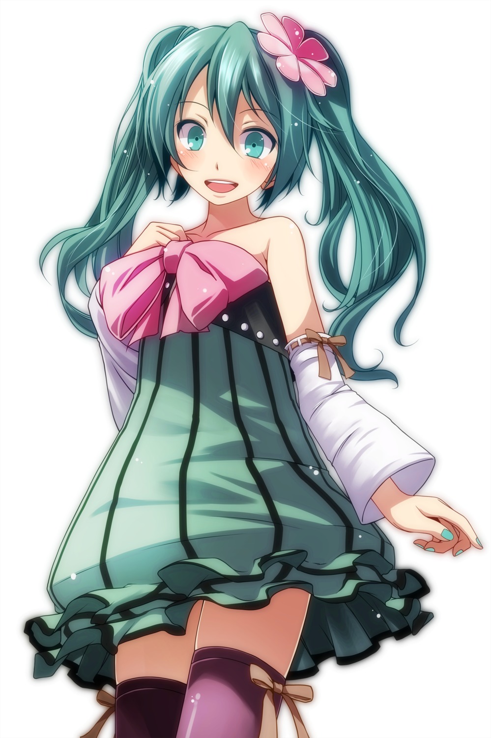 dress hatsune_miku thighhighs tsukishiro_saika vocaloid