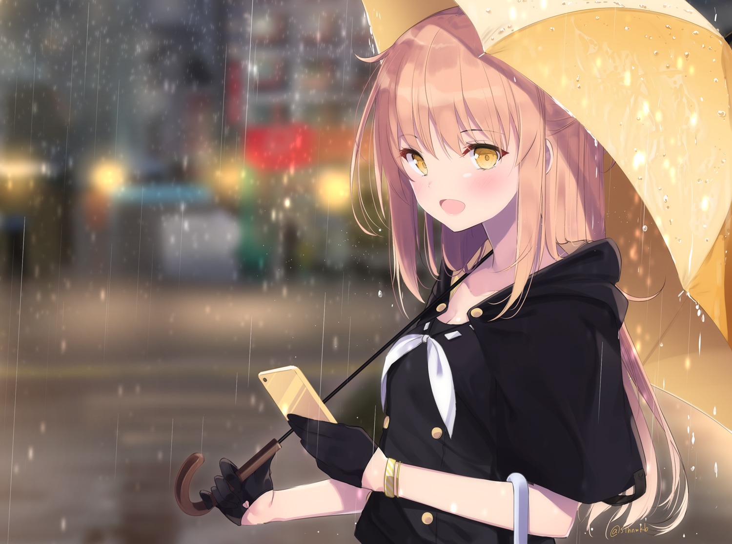 cleavage sasahara_wakaba seifuku umbrella