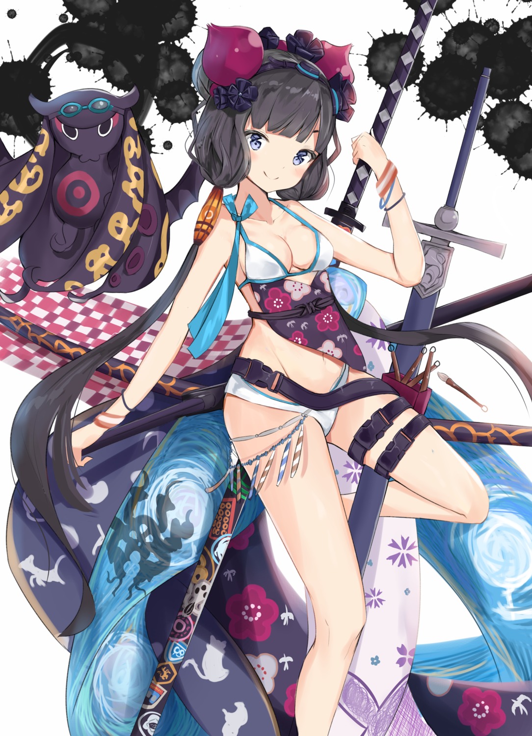 bikini fate/grand_order garter katsushika_hokusai_(fate) swimsuits sword yukaa