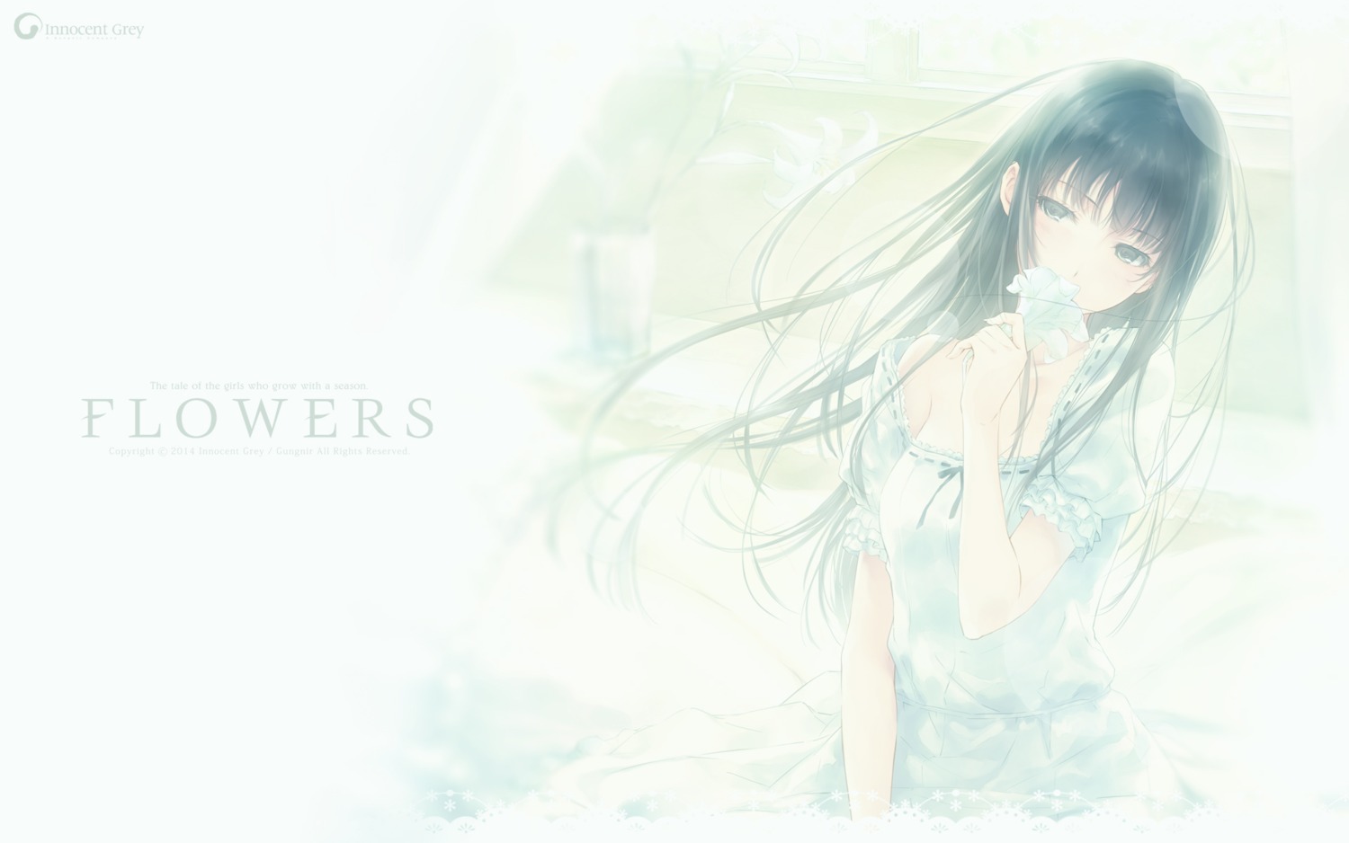 dress flowers innocent_grey shirahane_suou sugina_miki wallpaper
