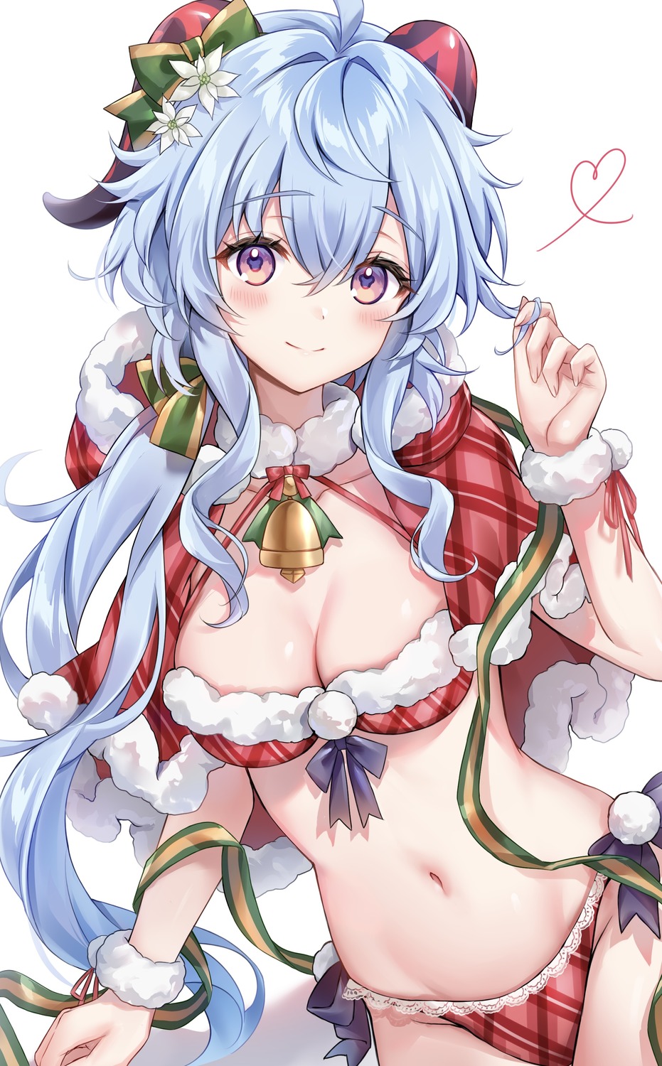 amaki_ruto bra christmas ganyu genshin_impact horns pantsu