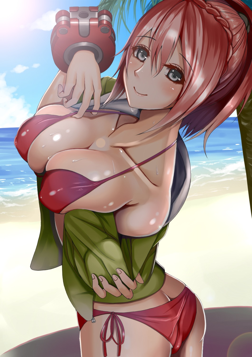 ass atelier_yuu bikini breast_hold cleavage daiba_kanon god_eater_2 swimsuits wet
