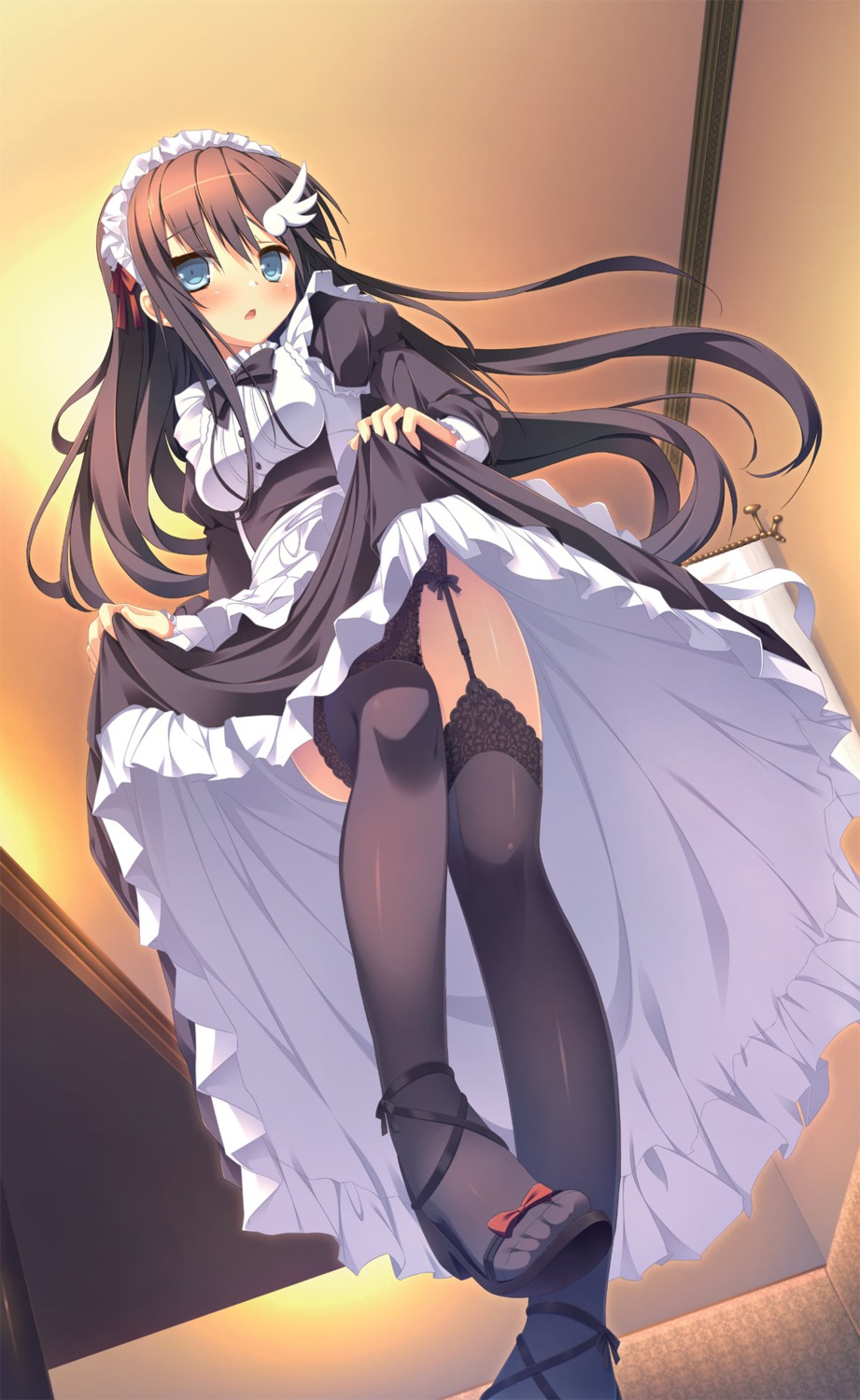 alcot feet garter_belt heels hondou_ayano jpeg_artifacts lingerie maid naka_no_hito_nado_inai nimura_yuuji pantsu skirt_lift stockings thighhighs