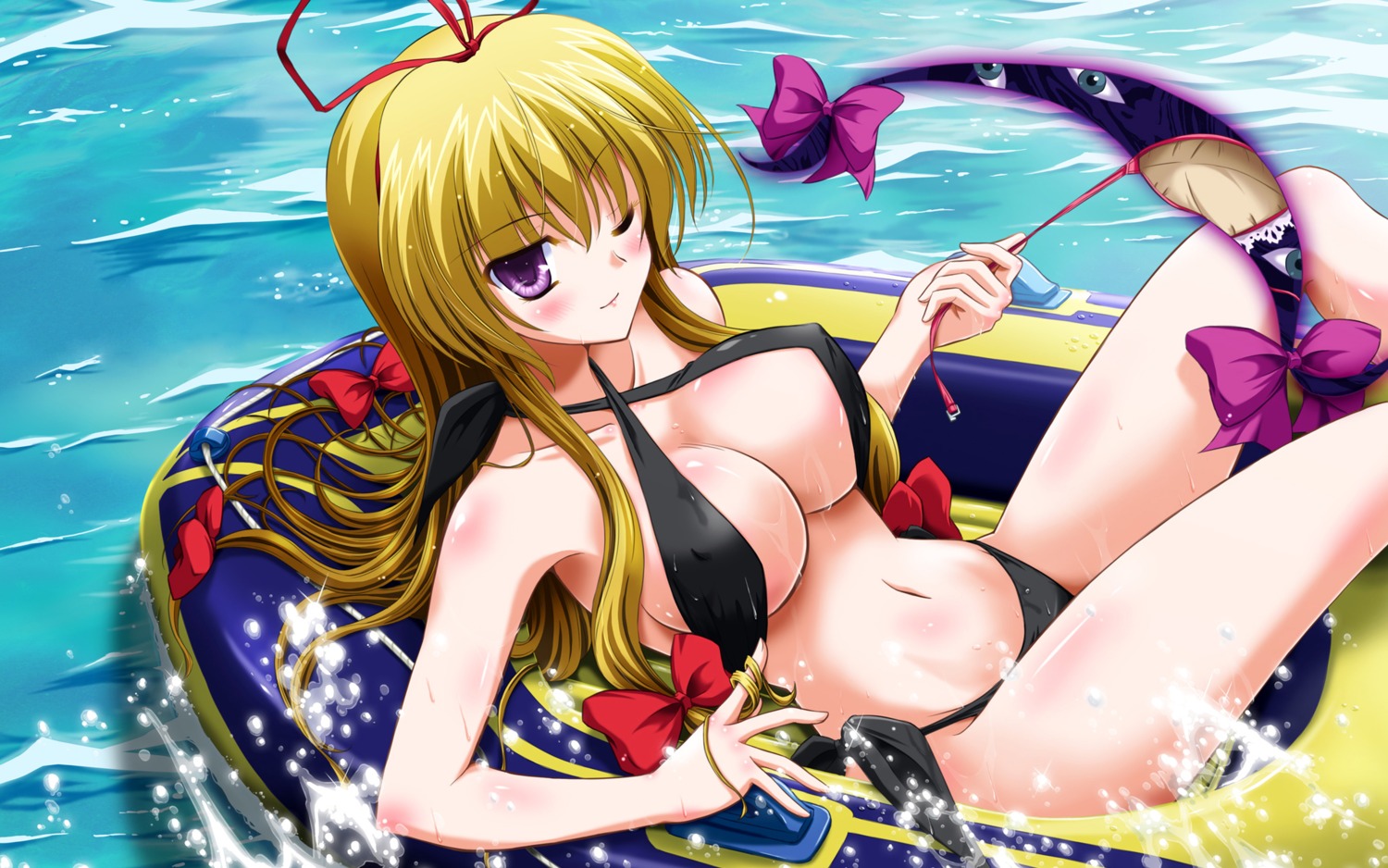 bikini bra cleavage erect_nipples swimsuits touhou underboob wet yakumo_yukari yamu