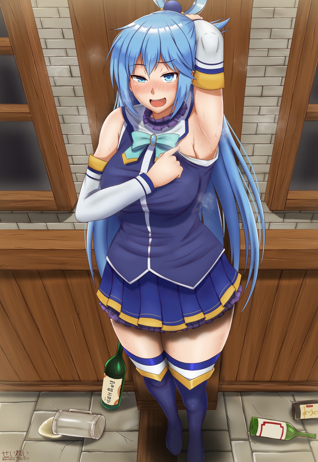 aqua_(konosuba) kono_subarashii_sekai_ni_shukufuku_wo! spiritsprite thighhighs