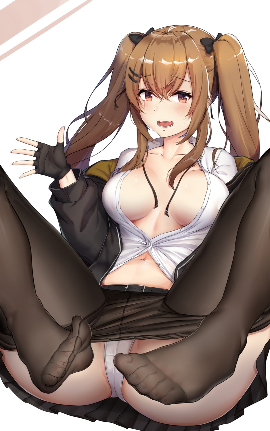 cameltoe feet girls_frontline no_bra open_shirt pantsu pantyhose ump9_(girls_frontline)