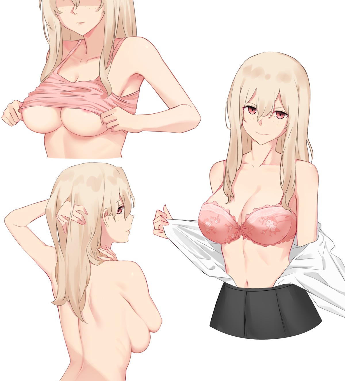 aoki_kurea areola bra gleipnir_(anime) liangfen no_bra open_shirt seifuku shirt_lift topless undressing