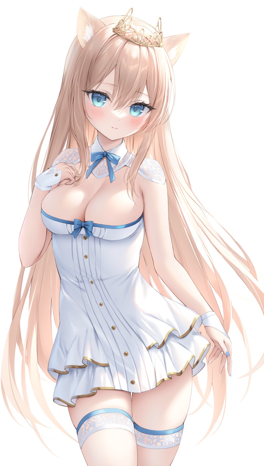 animal_ears dress no_bra suyamori thighhighs