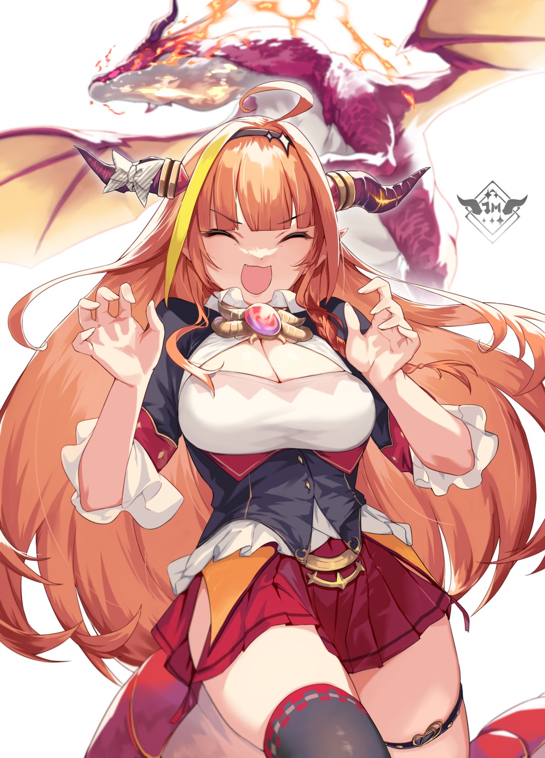 garter hololive horns kiryuu_coco monster ohland pointy_ears tail thighhighs