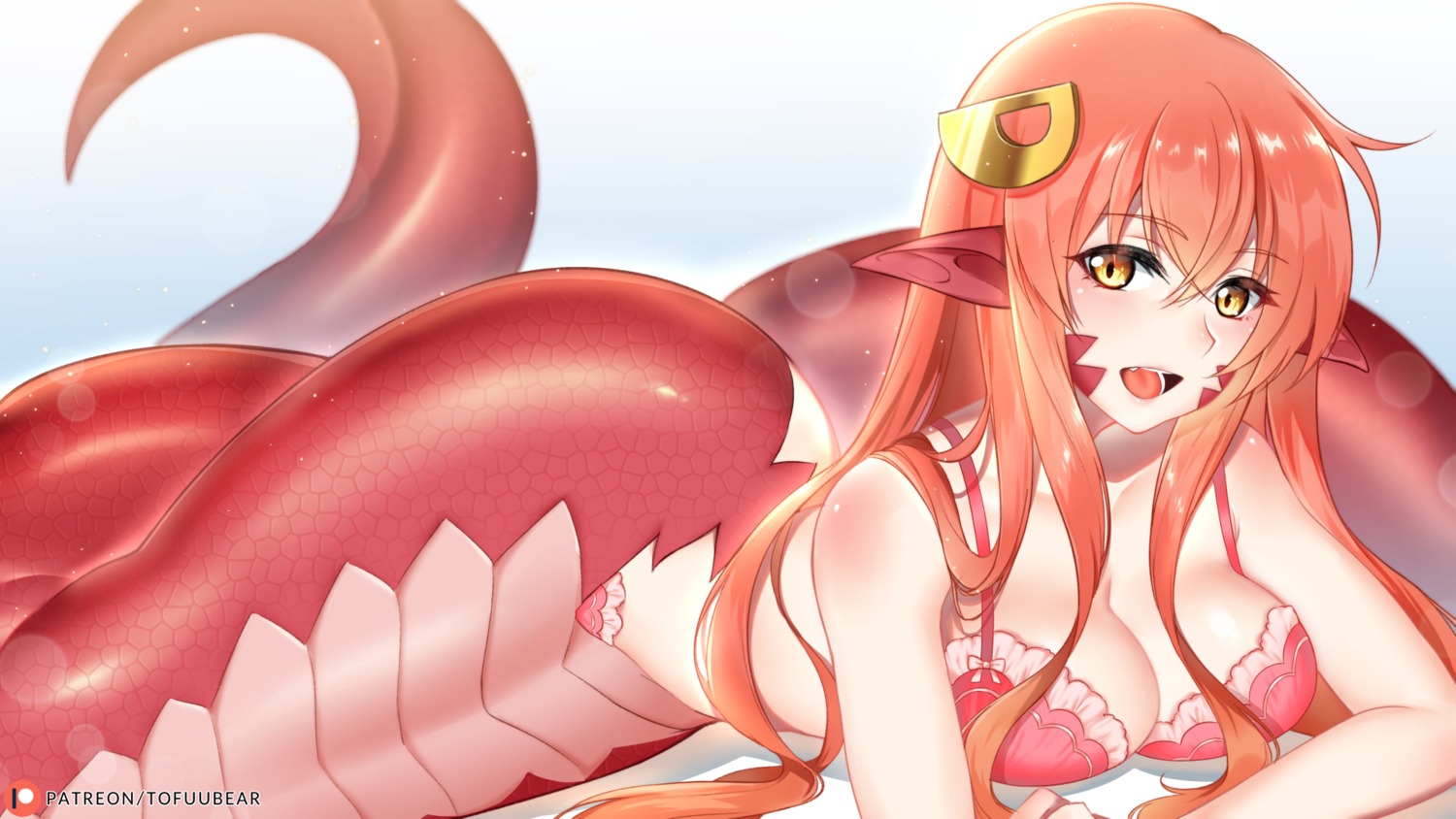 bra lingerie miia_(monster_musume) monster_musume_no_iru_nichijou pantsu pointy_ears possible_duplicate tail tofuubear wallpaper