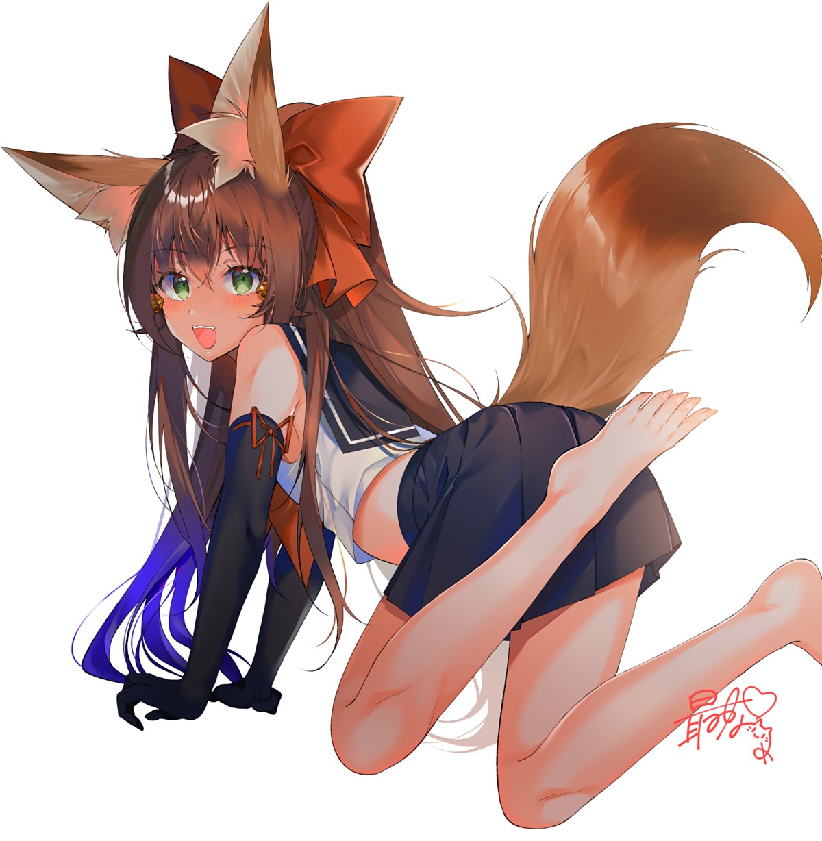 animal_ears feet kitsune seifuku tagme tail