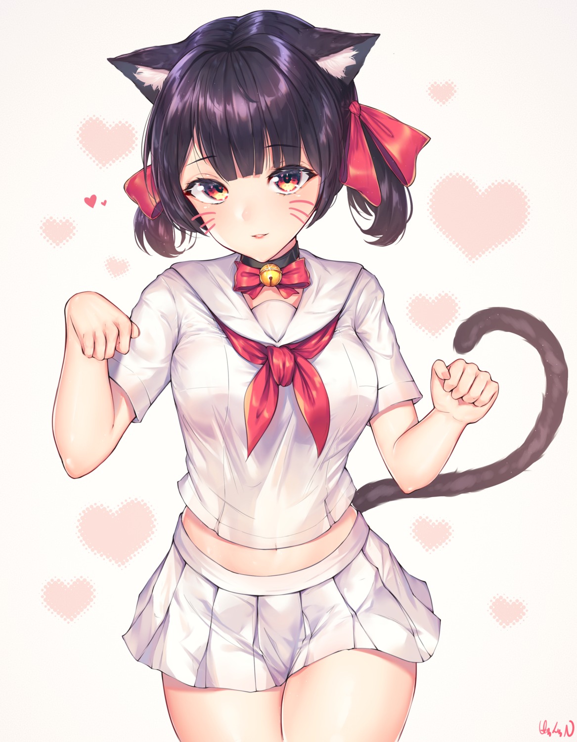 animal_ears hakushoku_n nekomimi seifuku tail