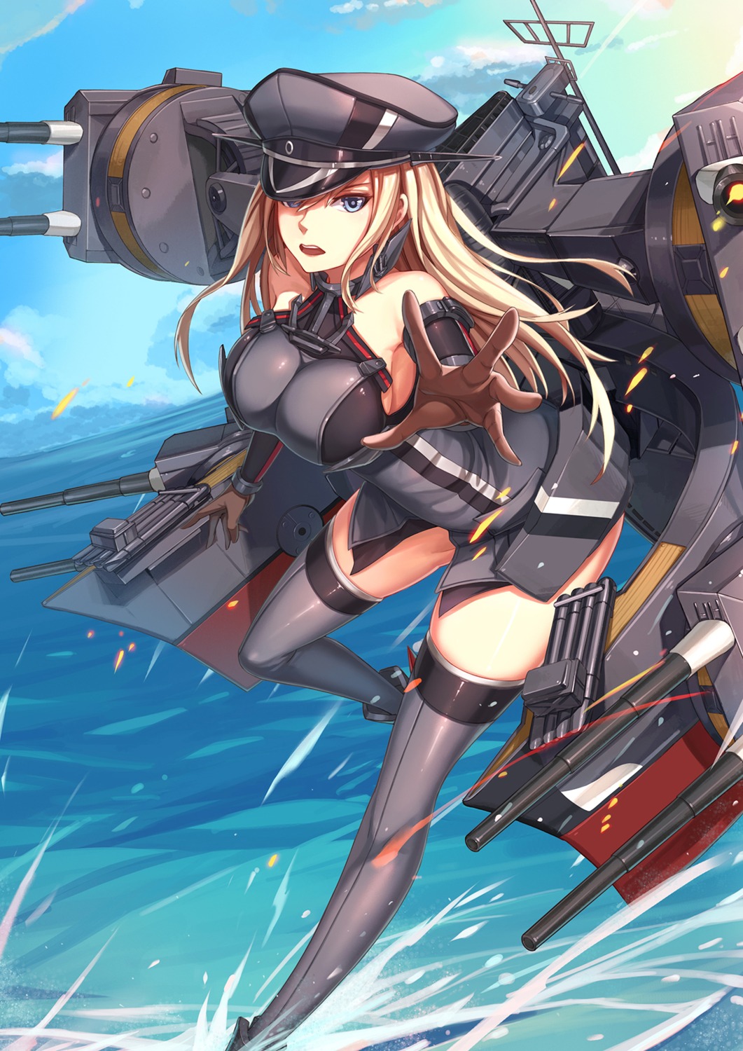 bismarck_(kancolle) kantai_collection nian thighhighs