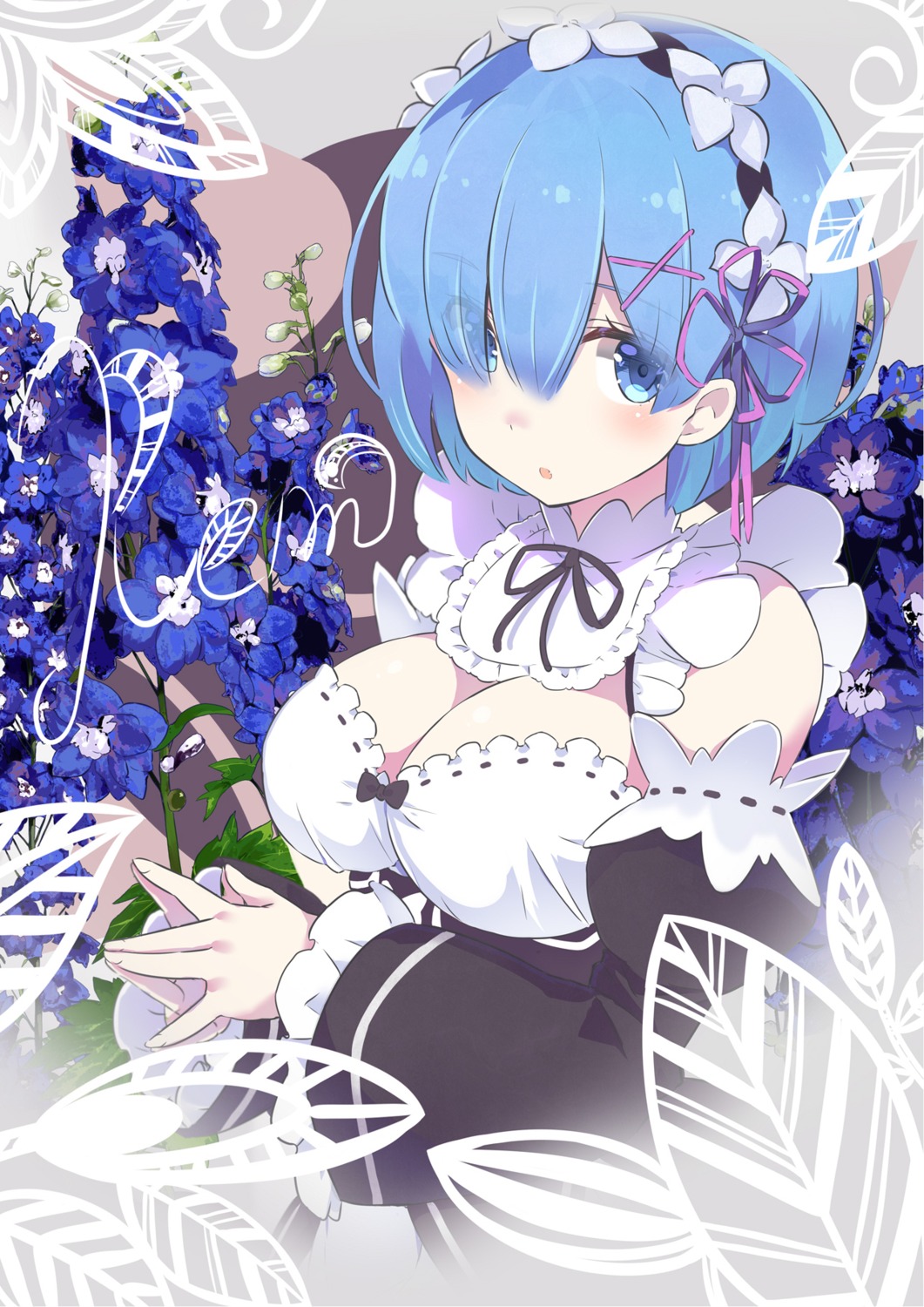 cleavage kurokawa_izumi maid re_zero_kara_hajimeru_isekai_seikatsu rem_(re_zero)