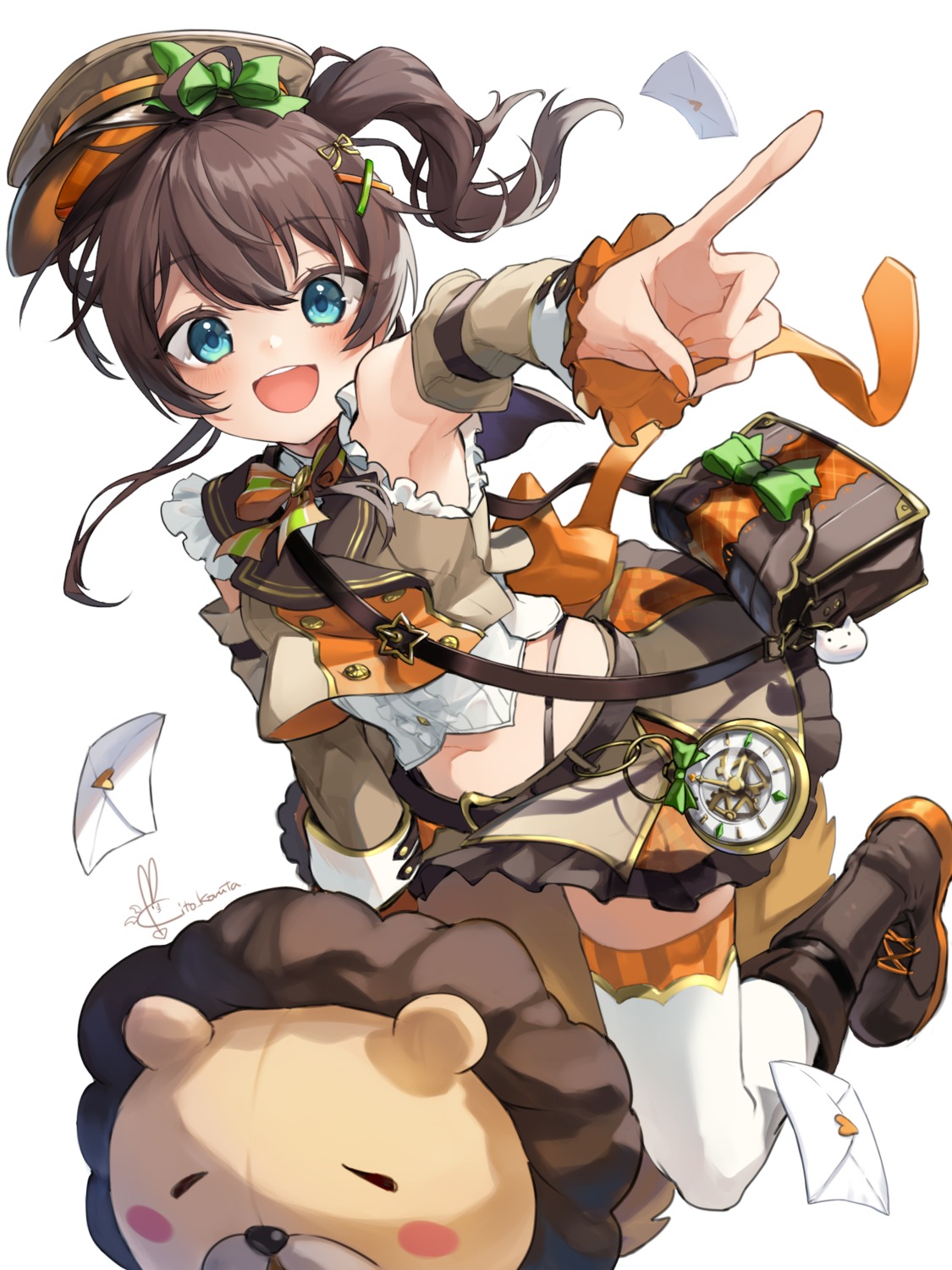 hololive kito_koruta natsuiro_matsuri skirt_lift thighhighs uniform