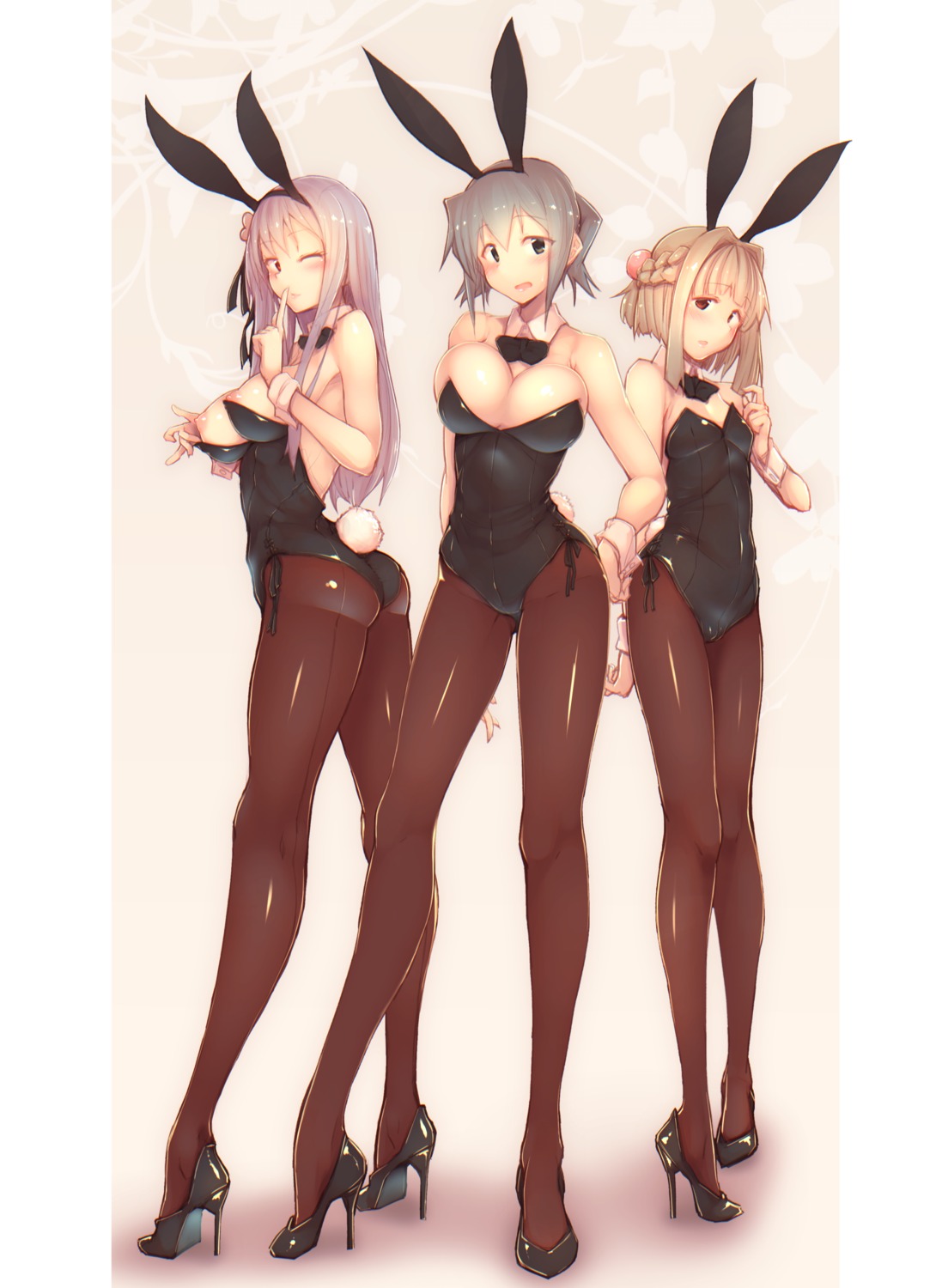 animal_ears ass breasts bunny_ears bunny_girl cameltoe heels hidamari_sketch kagami_uekusa matsuri_(hidamari_sketch) nazuna nipples no_bra nori pantyhose tail