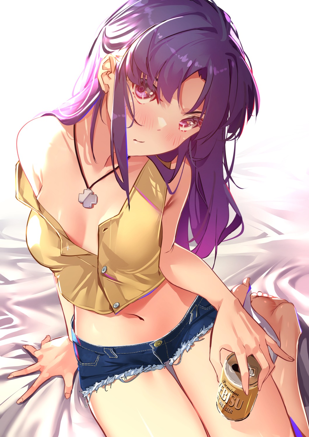 katsuragi_misato neon_genesis_evangelion no_bra open_shirt sydus