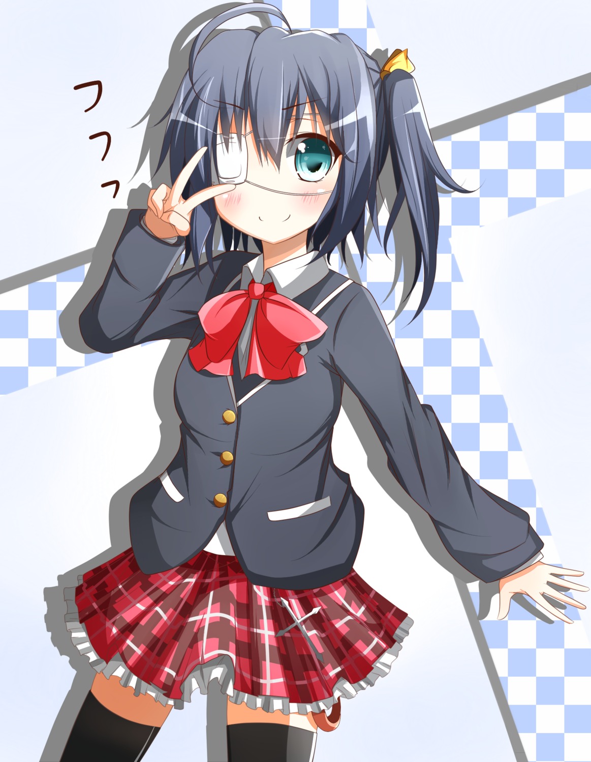 chuunibyou_demo_koi_ga_shitai! ehimedaisuki eyepatch seifuku takanashi_rikka thighhighs