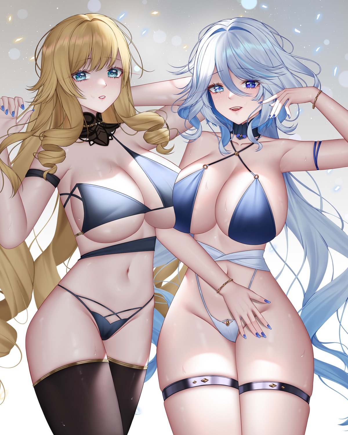 ayi01 bikini furina garter genshin_impact heterochromia navia swimsuits thighhighs