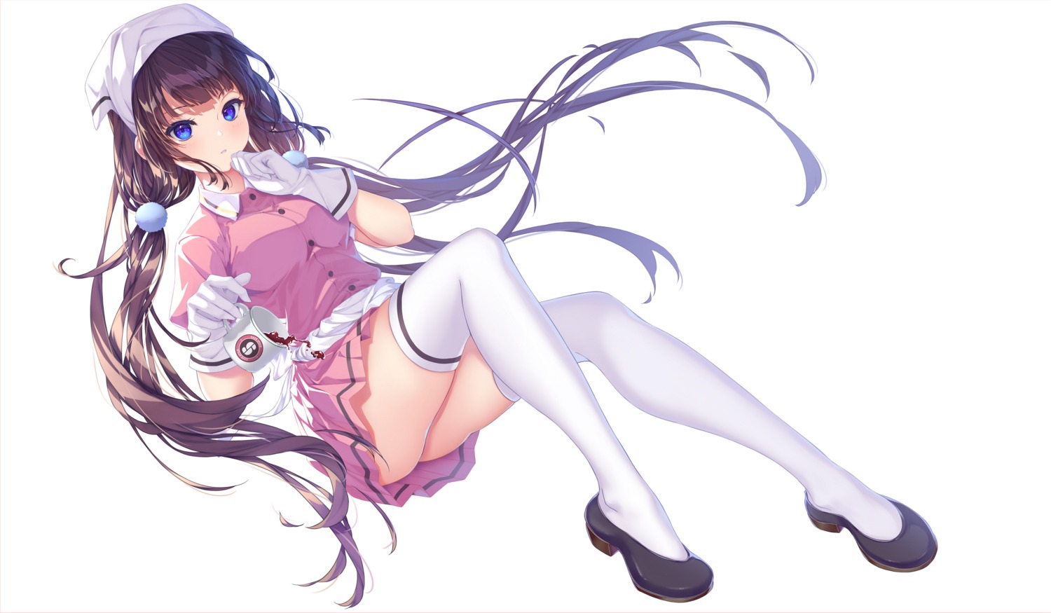 blend_s kurenaiz sakuranomiya_maika skirt_lift thighhighs waitress