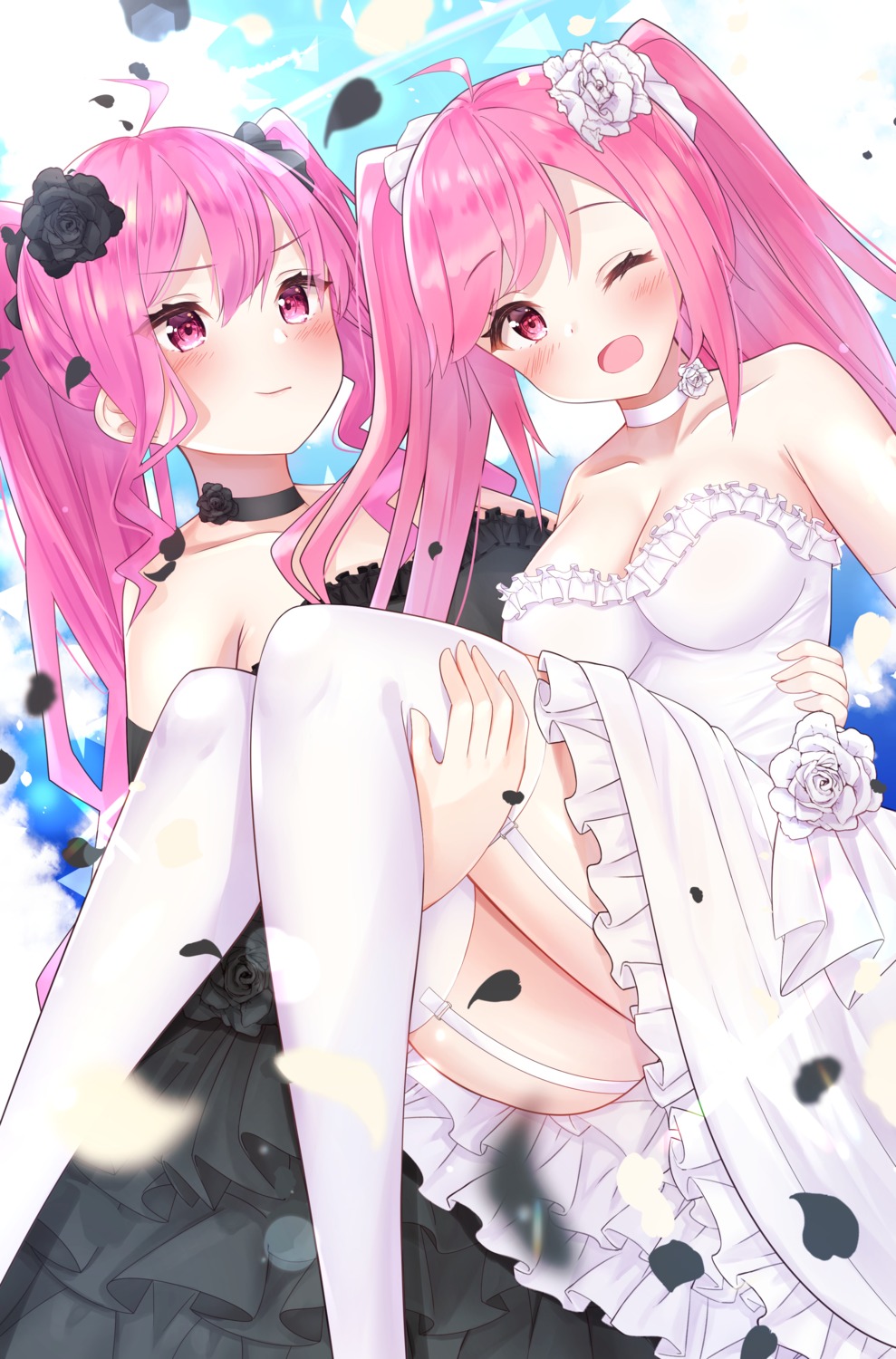 cleavage dress nari rasis sound_voltex stockings thighhighs wedding_dress