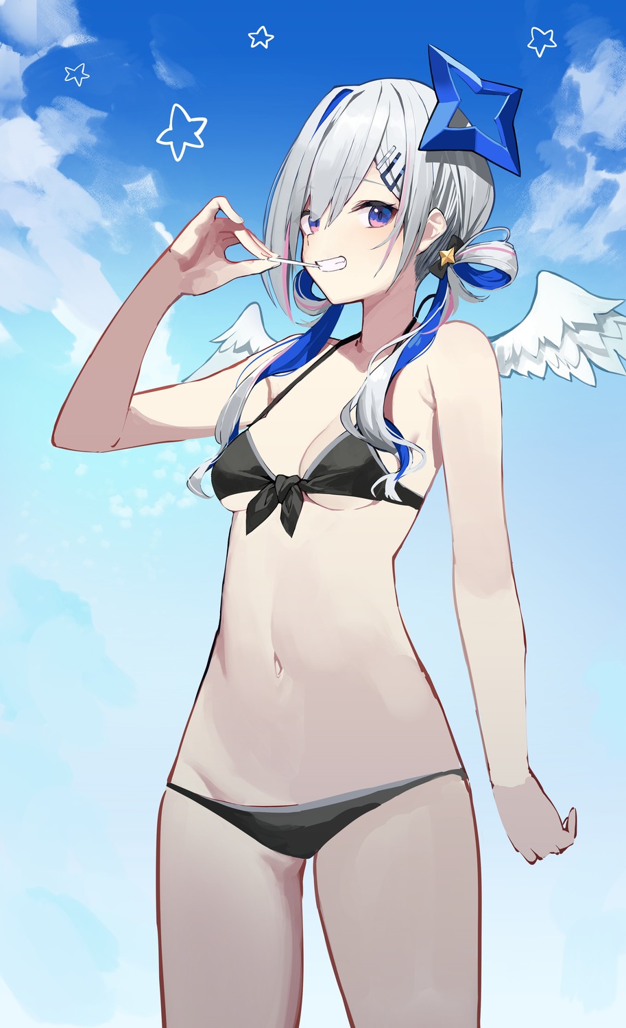 amagasa_yun amane_kanata angel bikini hololive swimsuits wings