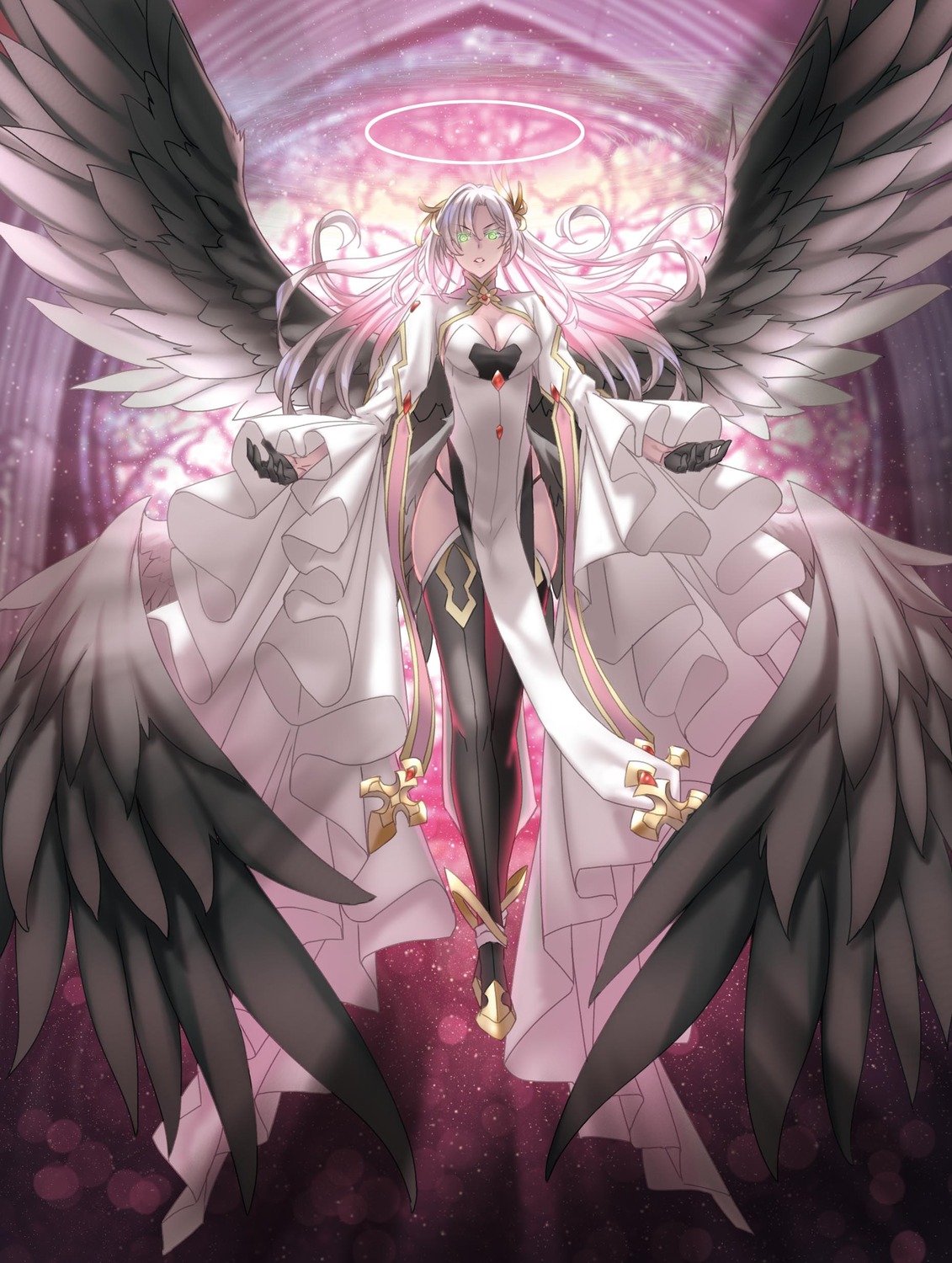 angel cleavage dress kannatsuki_noboru magical_explorer pantsu thighhighs wings