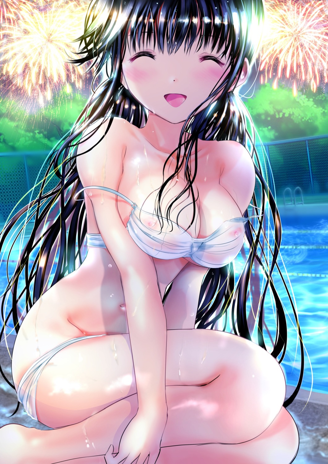 nipples ogata_tei see_through swimsuits wet