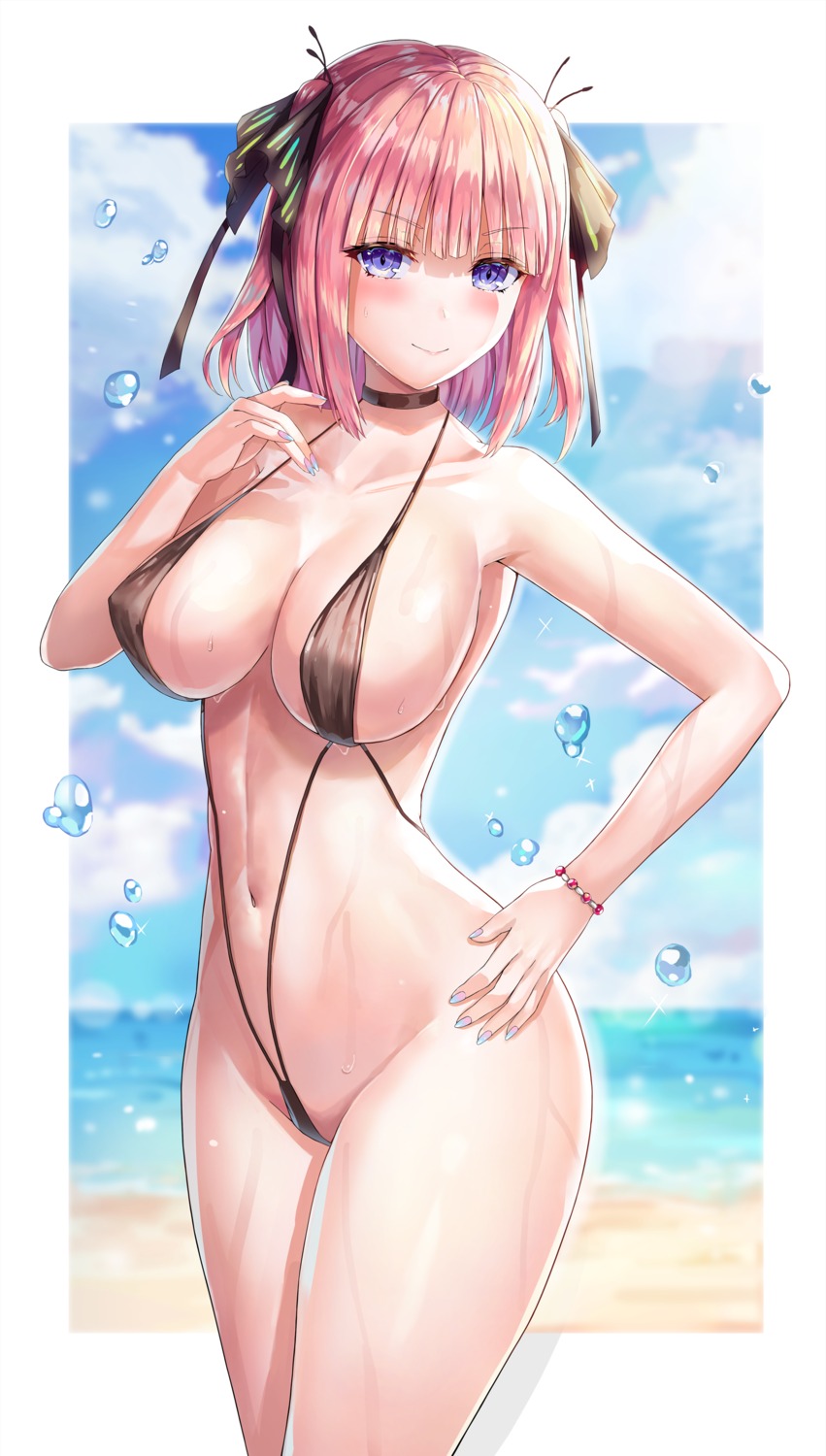 5-toubun_no_hanayome bikini erect_nipples jasony nakano_nino sling_bikini swimsuits wet